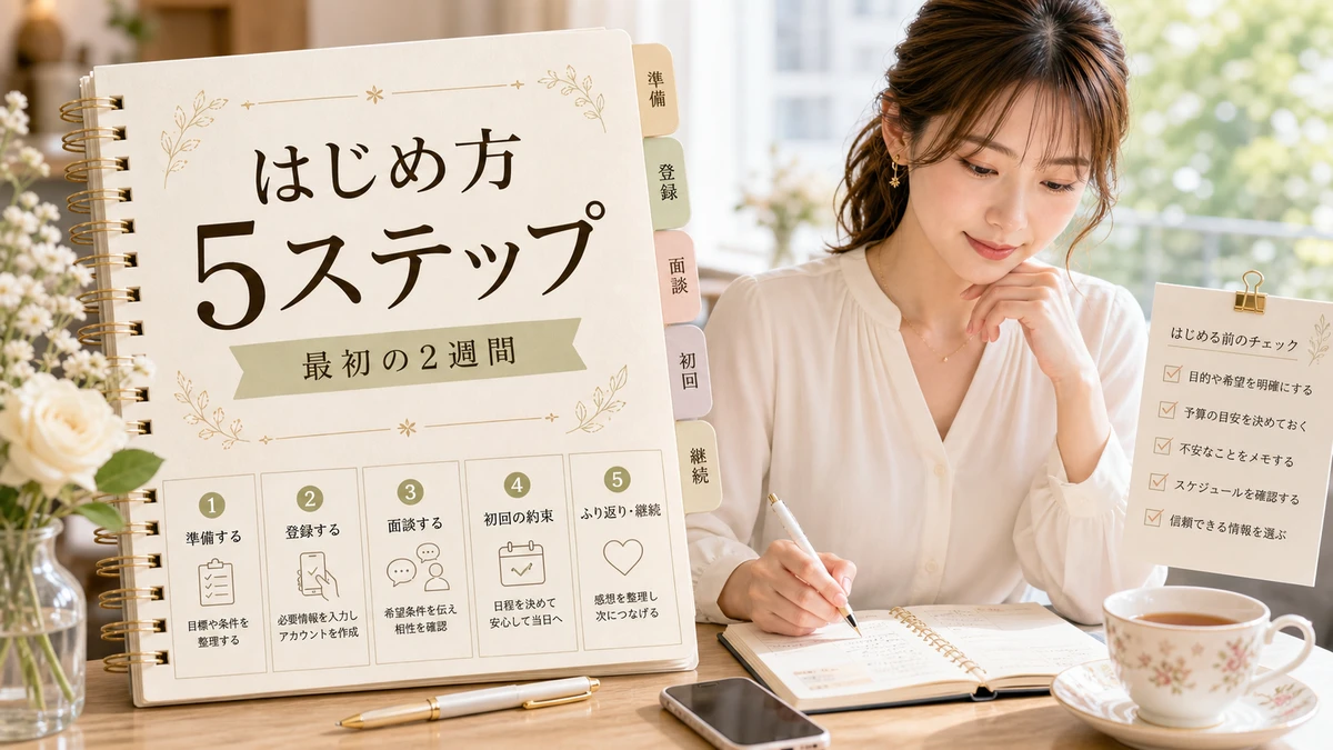 パパ活のはじめ方｜最初の2週間でやることを5ステップで整理のイメージ