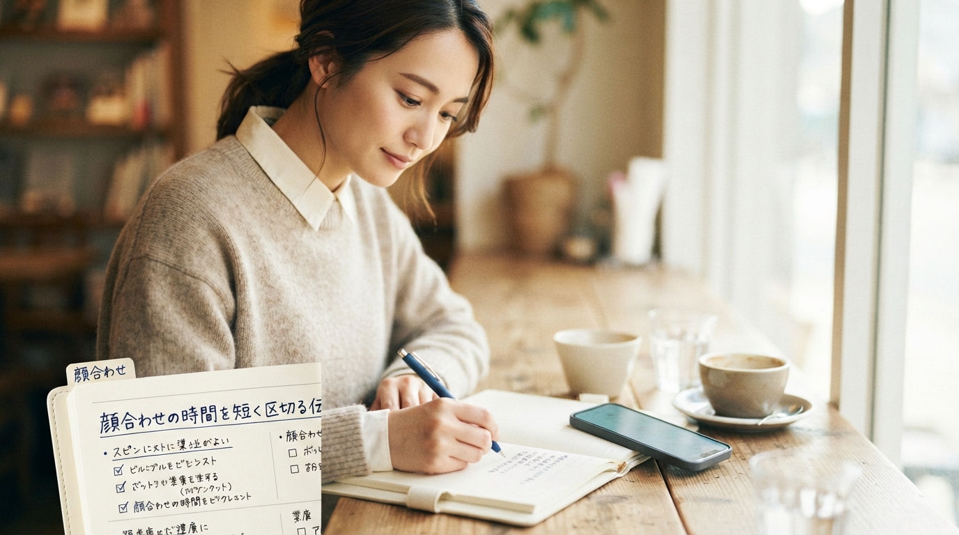顔合わせの時間を短く区切る伝え方｜1時間で帰る準備のイメージ