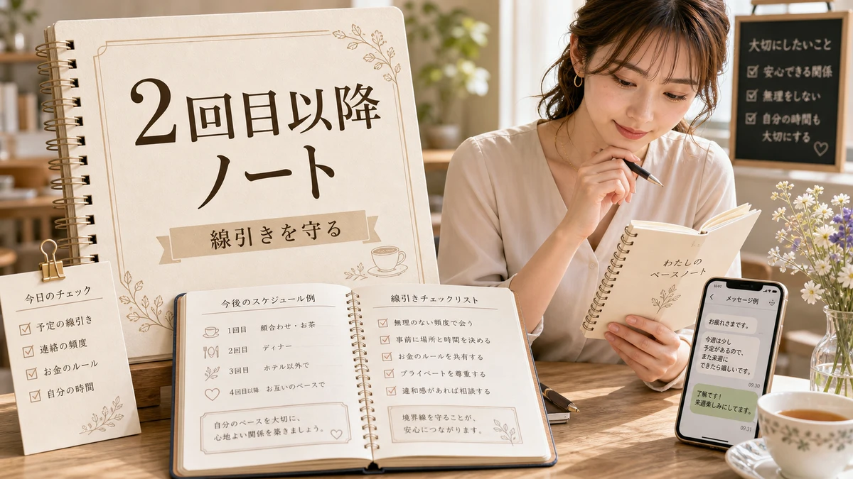 2回目以降の会い方｜条件のなし崩しを防ぐ線引きと定期化の判断のイメージ