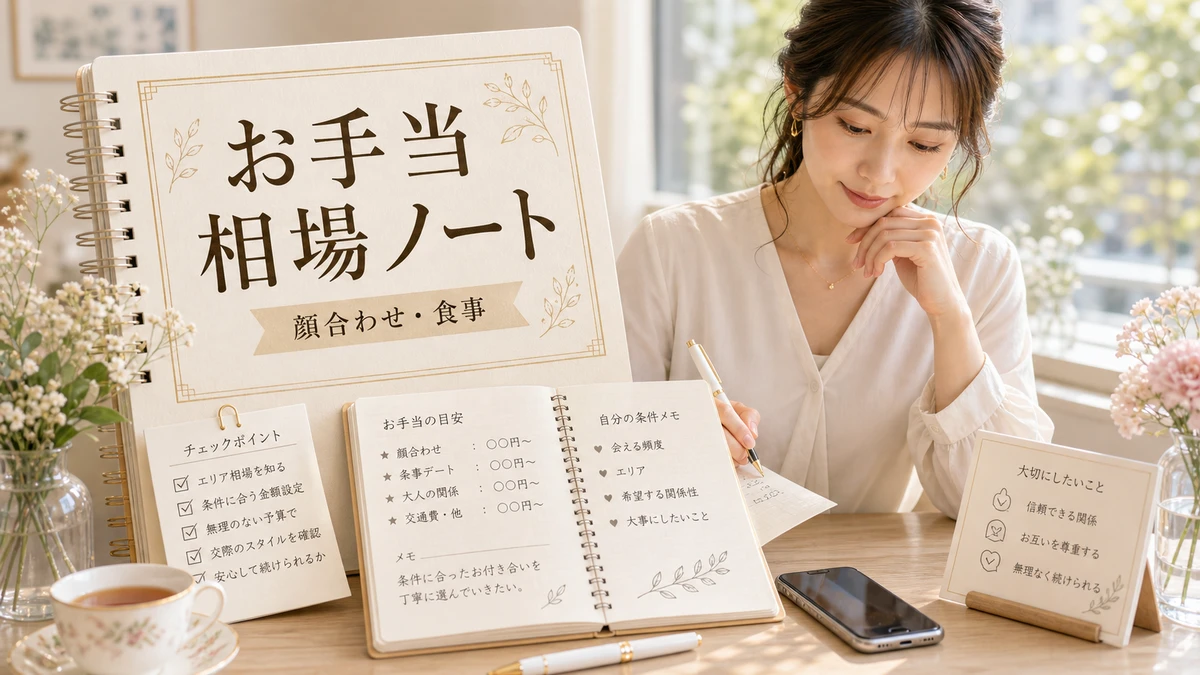 パパ活相場はいくら？【2026年女性版】顔合わせ5千円〜・食事1〜3万円の現実のイメージ