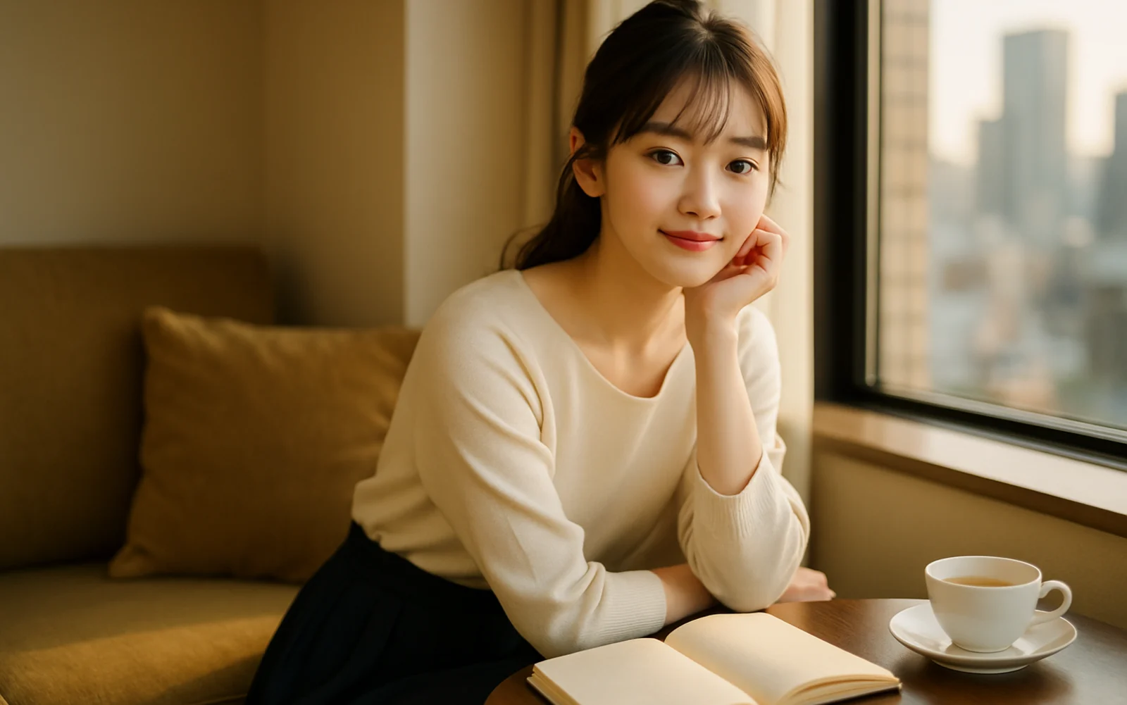 ノートを開いて相場と条件を整理する女性